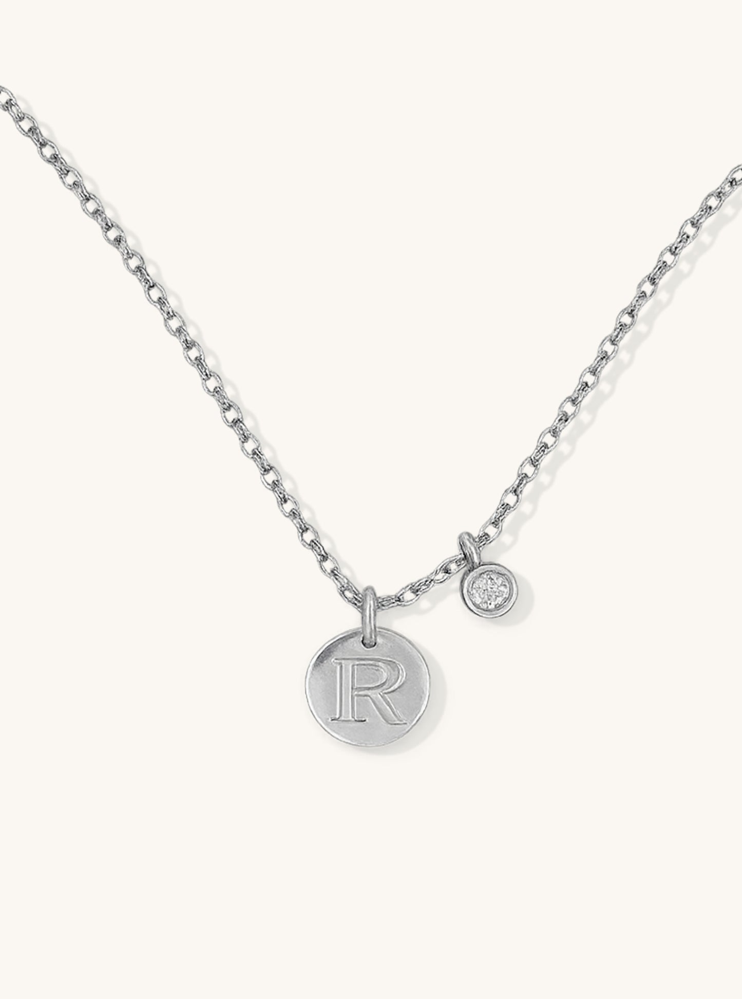 18k Gold Initial Disc with Diamond Charm Necklace