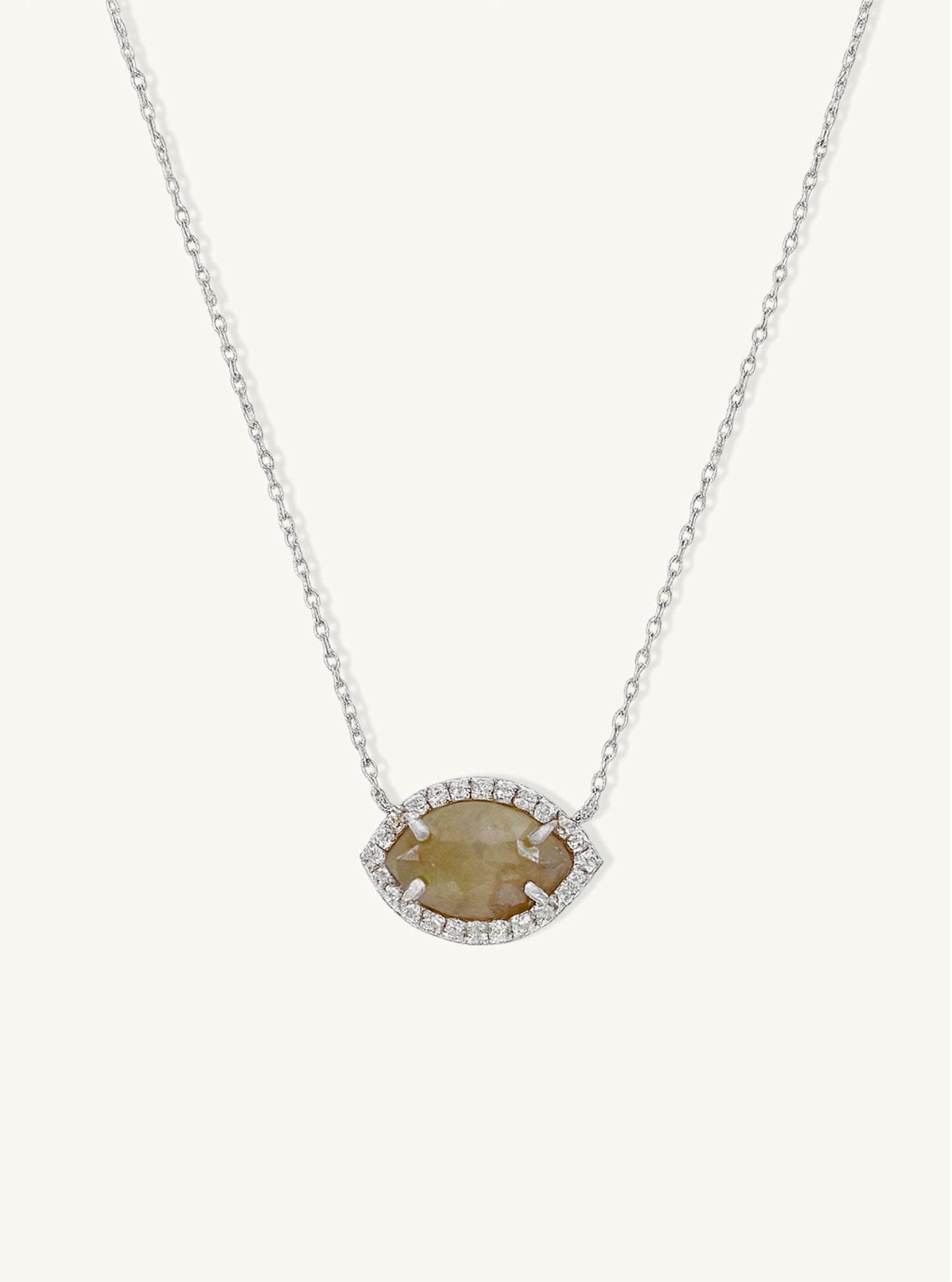 18K Solid White Gold Natural Salt And Pepper Diamond Necklace