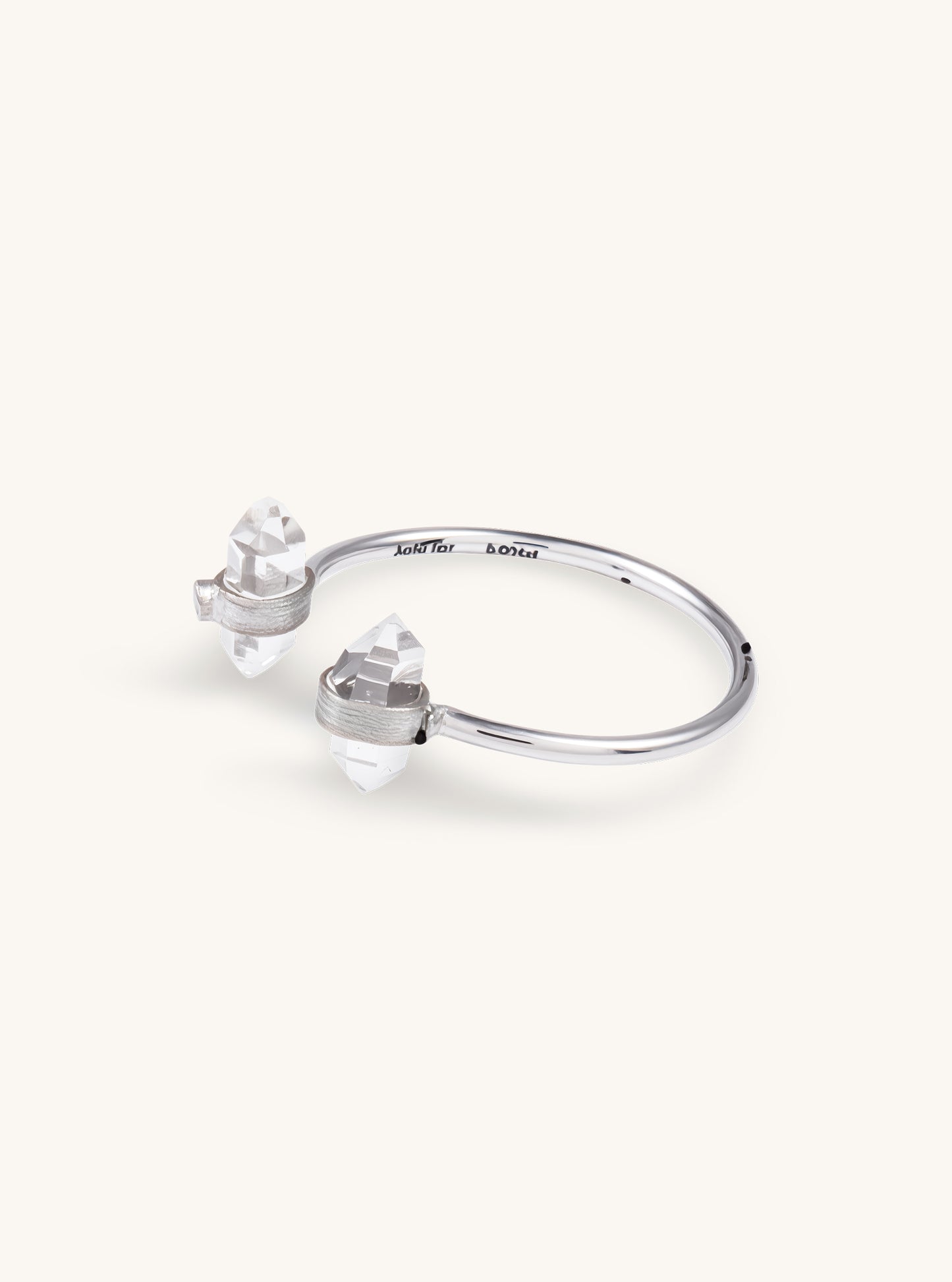 18k Solid White Gold Herkimer Diamond with Genuine Diamond