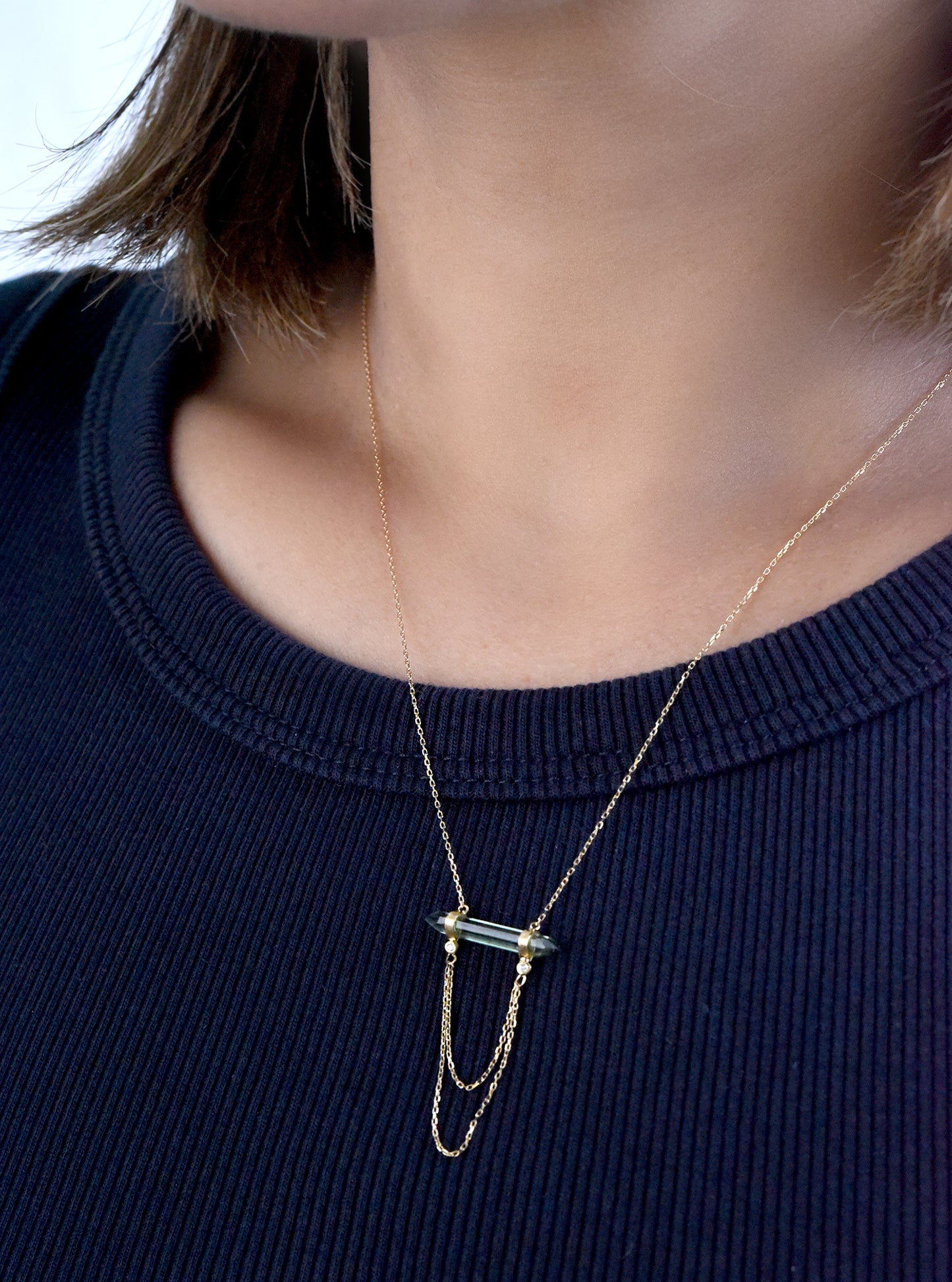 18K Gold Tourmaline & Diamond Necklace