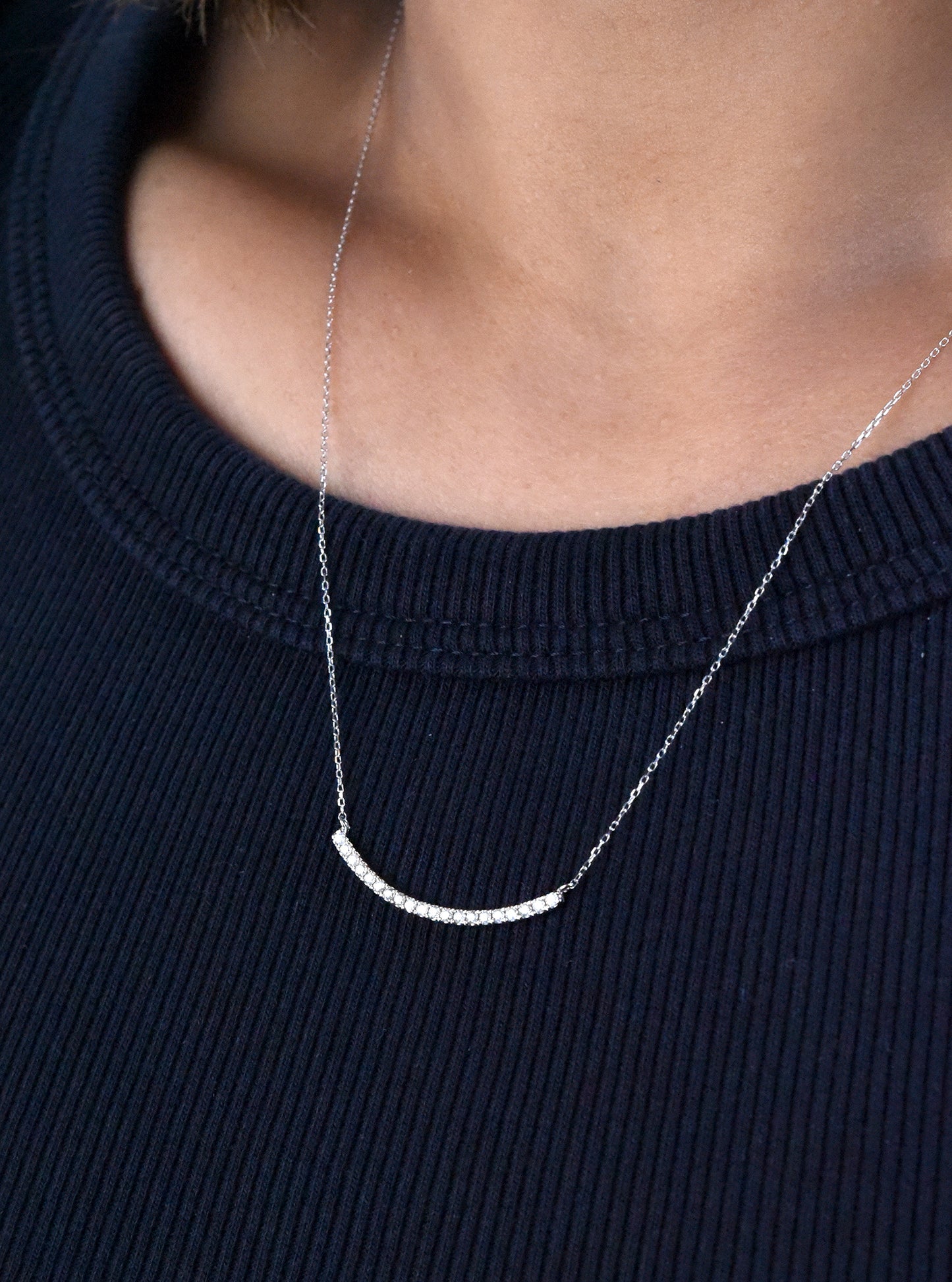 Diamond Bar in 18K White Gold