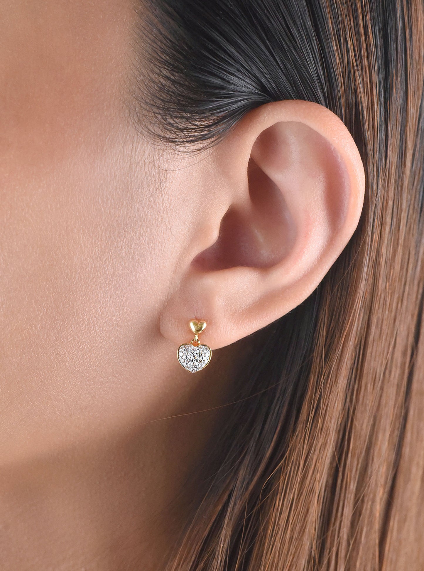 Double Heart Diamond Drop Earring