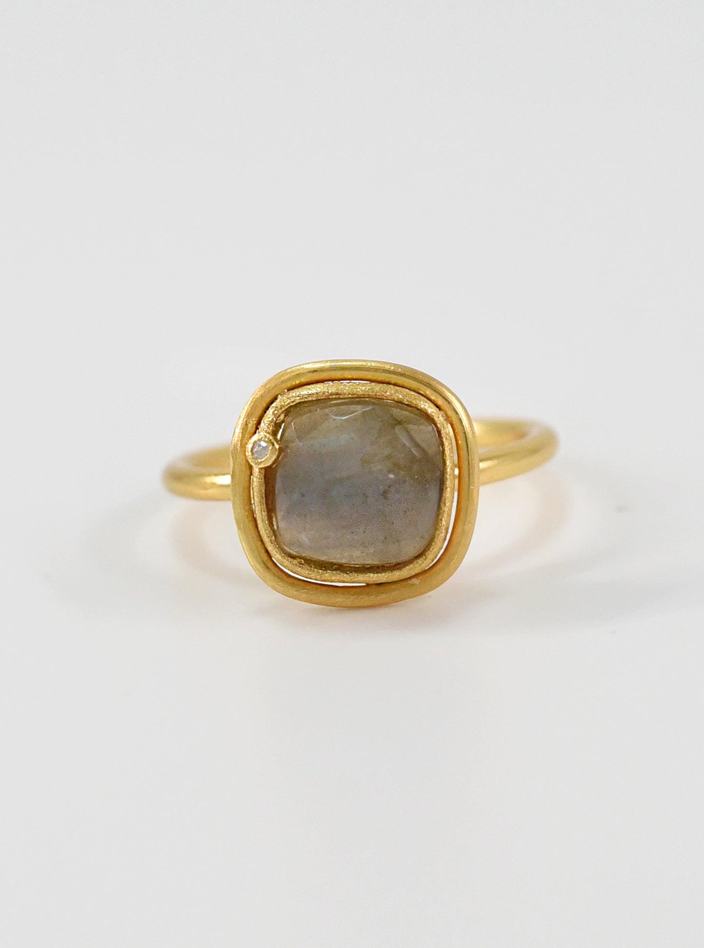 Handcrafted Gemstone Ring with Diamond