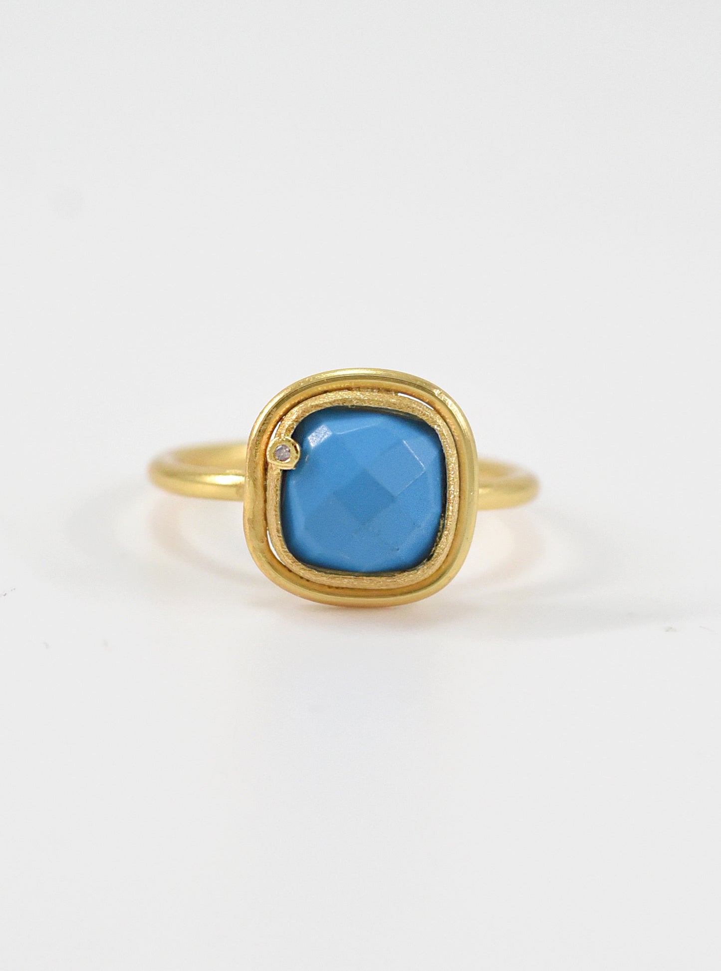 Handcrafted Gemstone Ring with Diamond