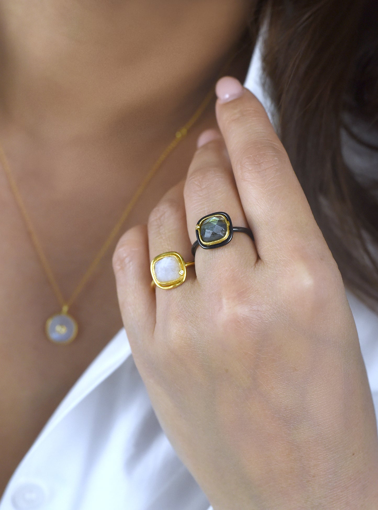 Handcrafted Gemstone Ring with Diamond