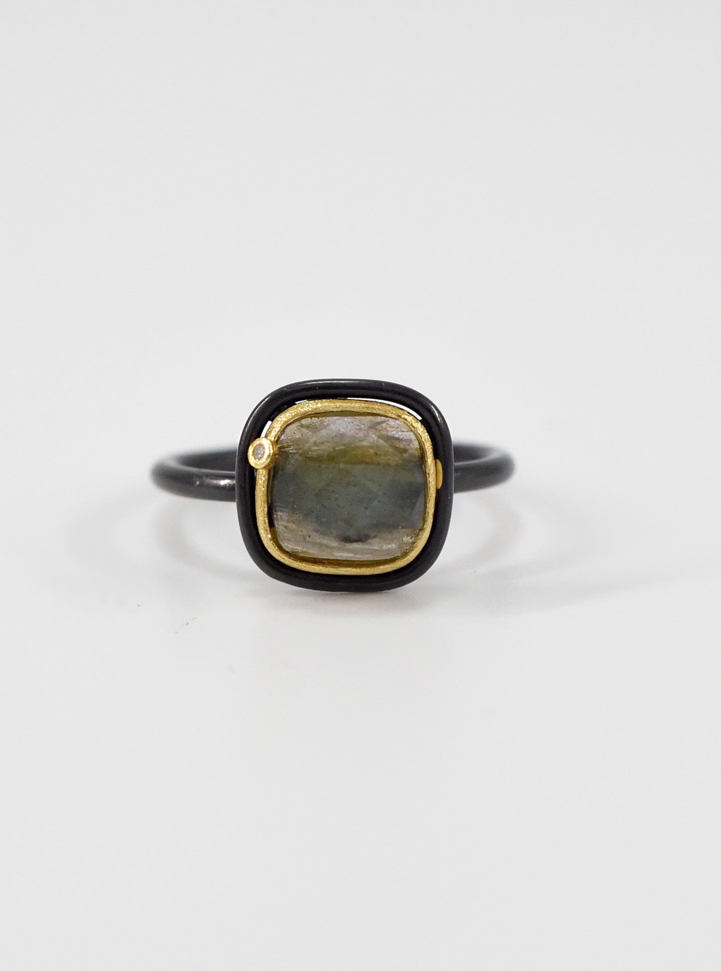 Handcrafted Gemstone Ring with Diamond