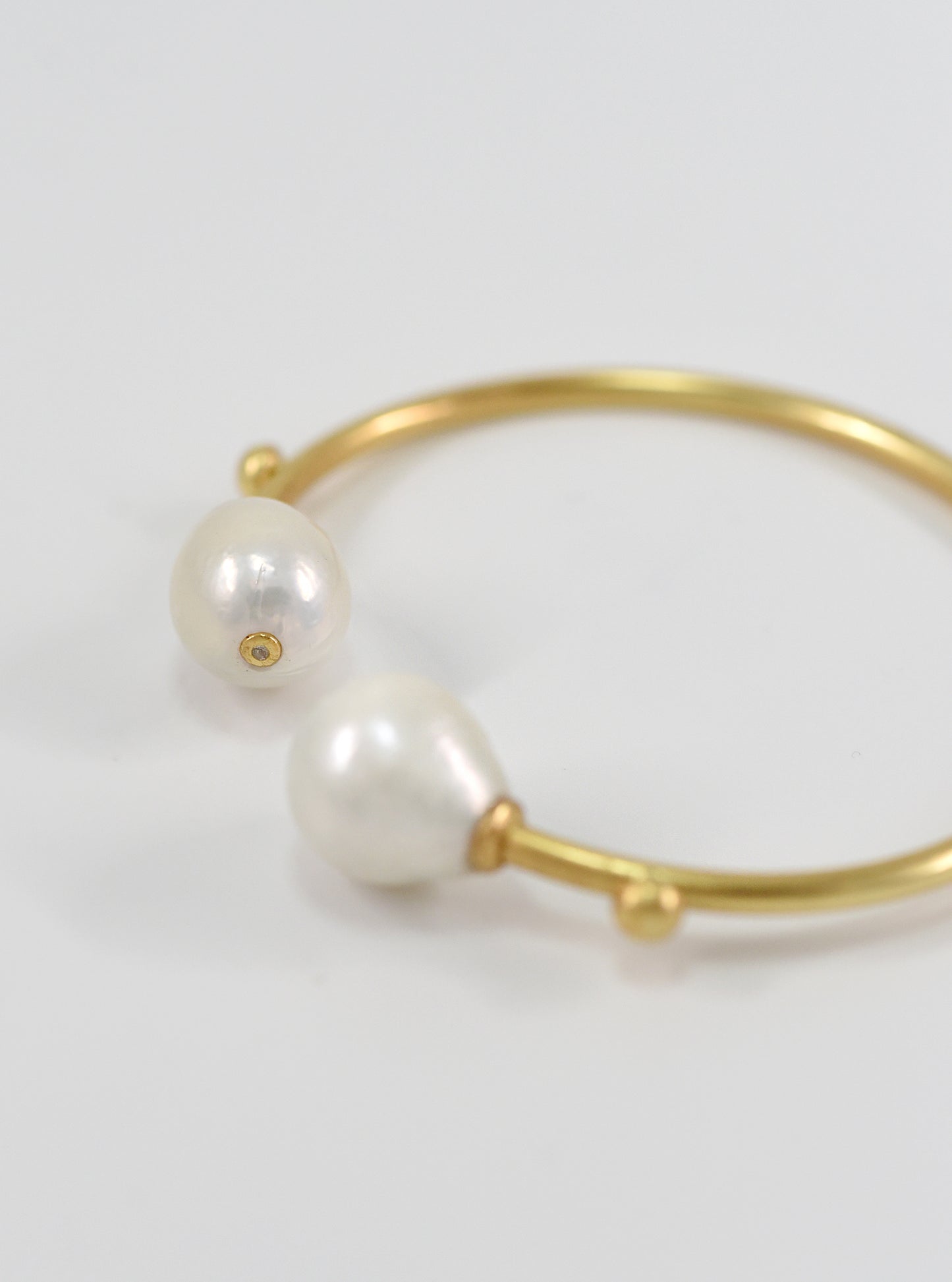 Hand Crafted Double Baroque Pearl Minimalist Bangle