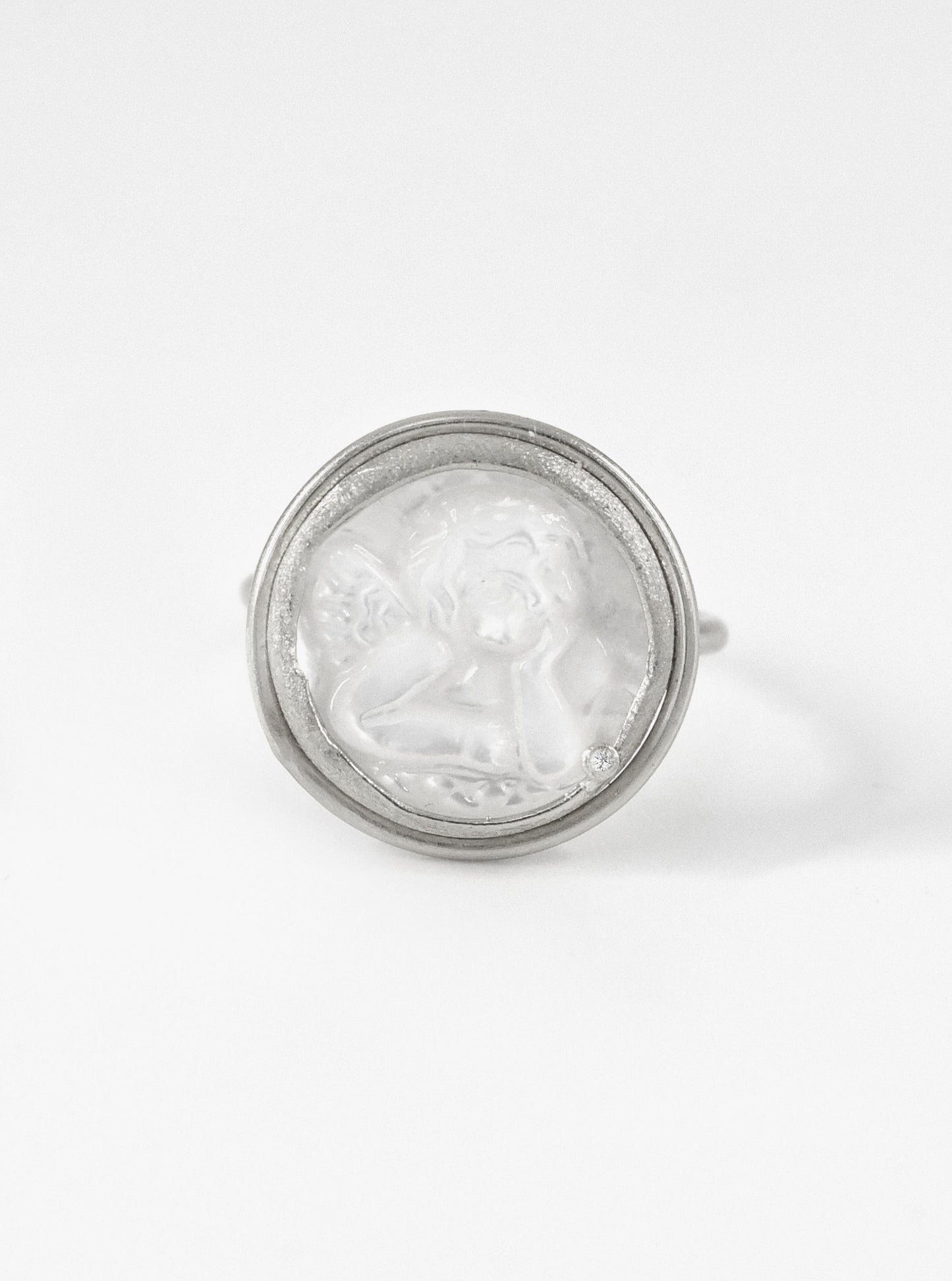 Angel Carved Mother of Pearl Ring