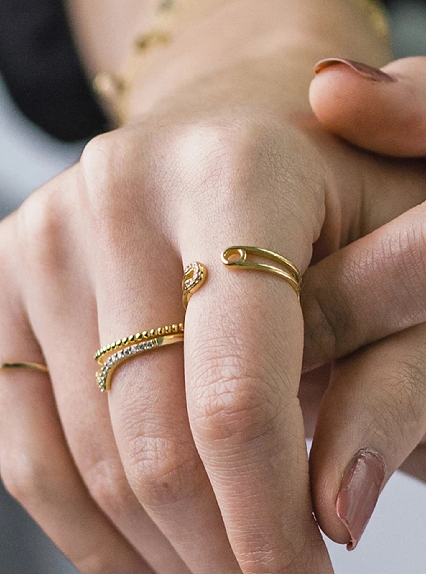 Adjustable 925 Silver Safety Pin Ring