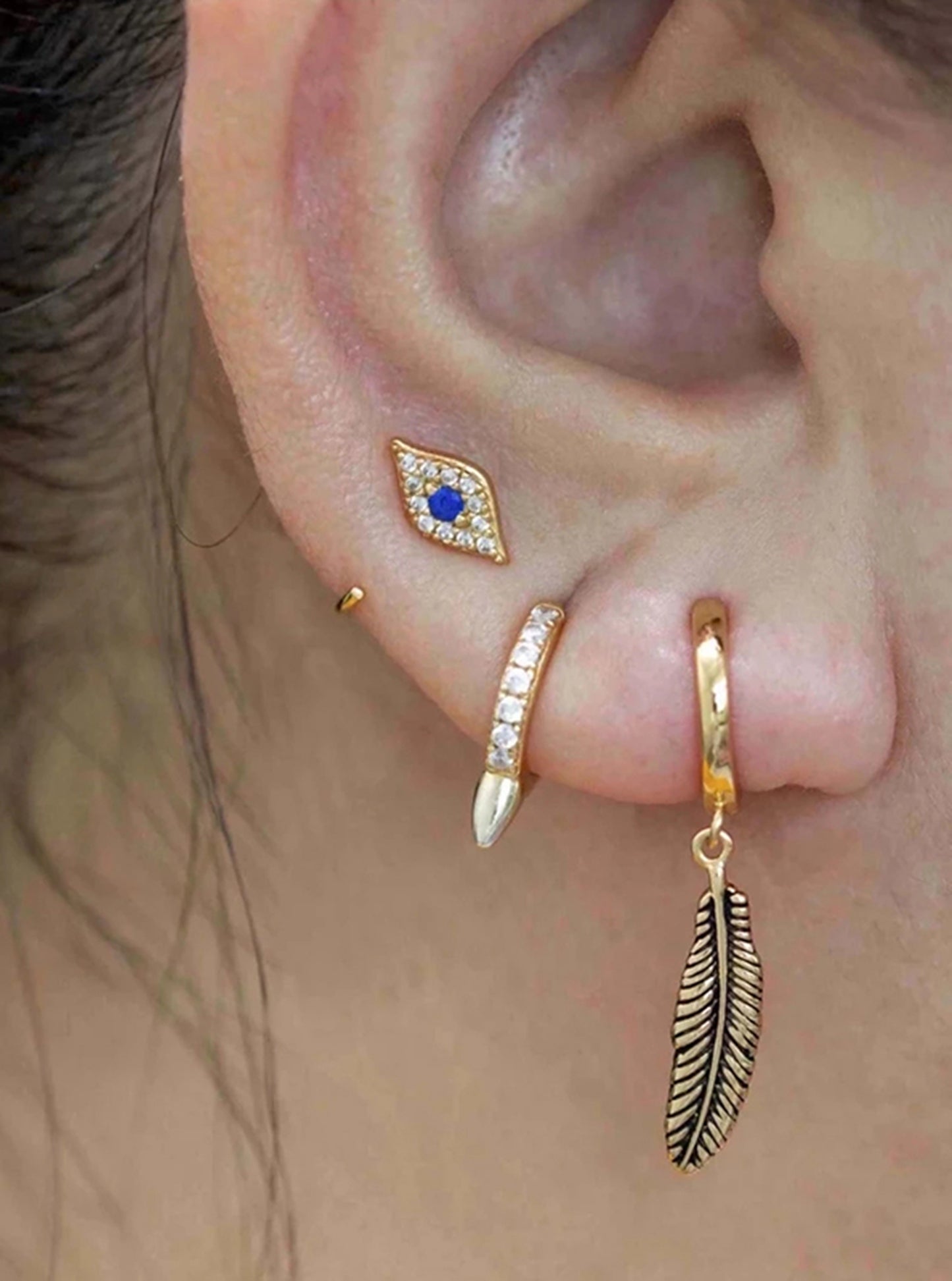 Minimalist CZ Devil's Eye Stud Earrings (Single)