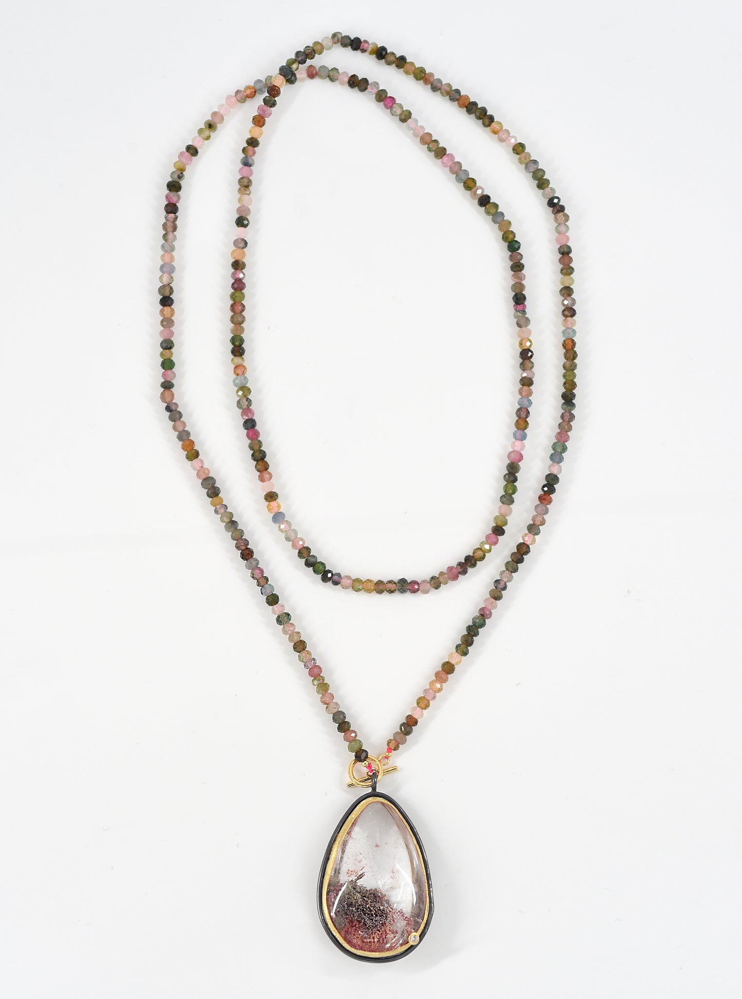 Teardrop Phantom Quartz Statement Beaded Necklace