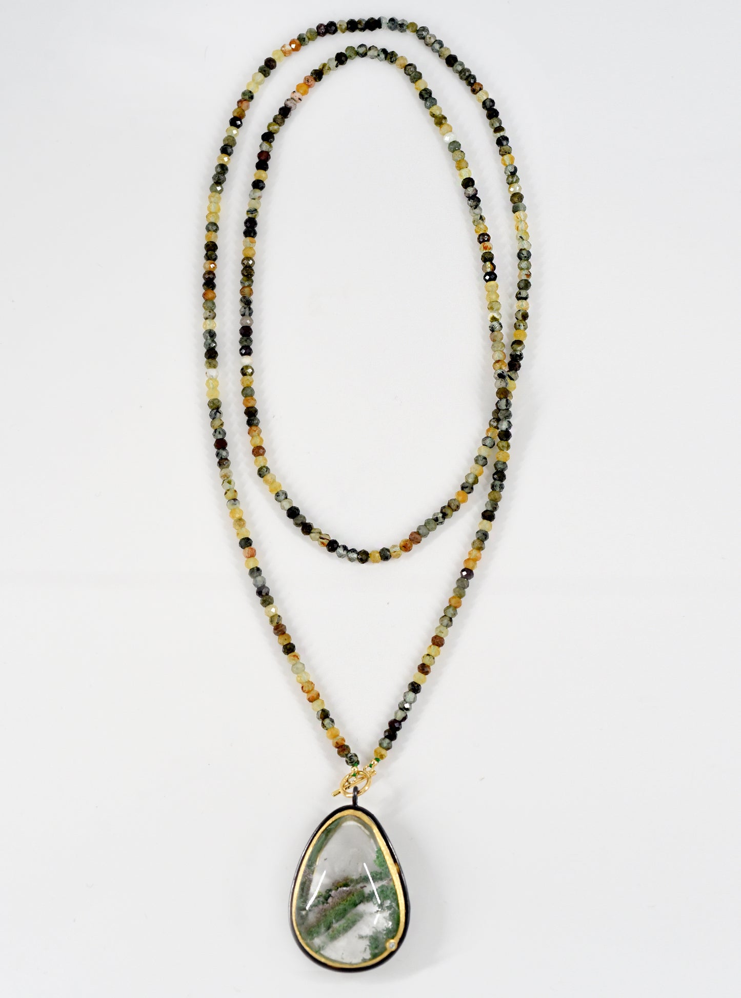 Teardrop Phantom Quartz Statement Beaded Necklace