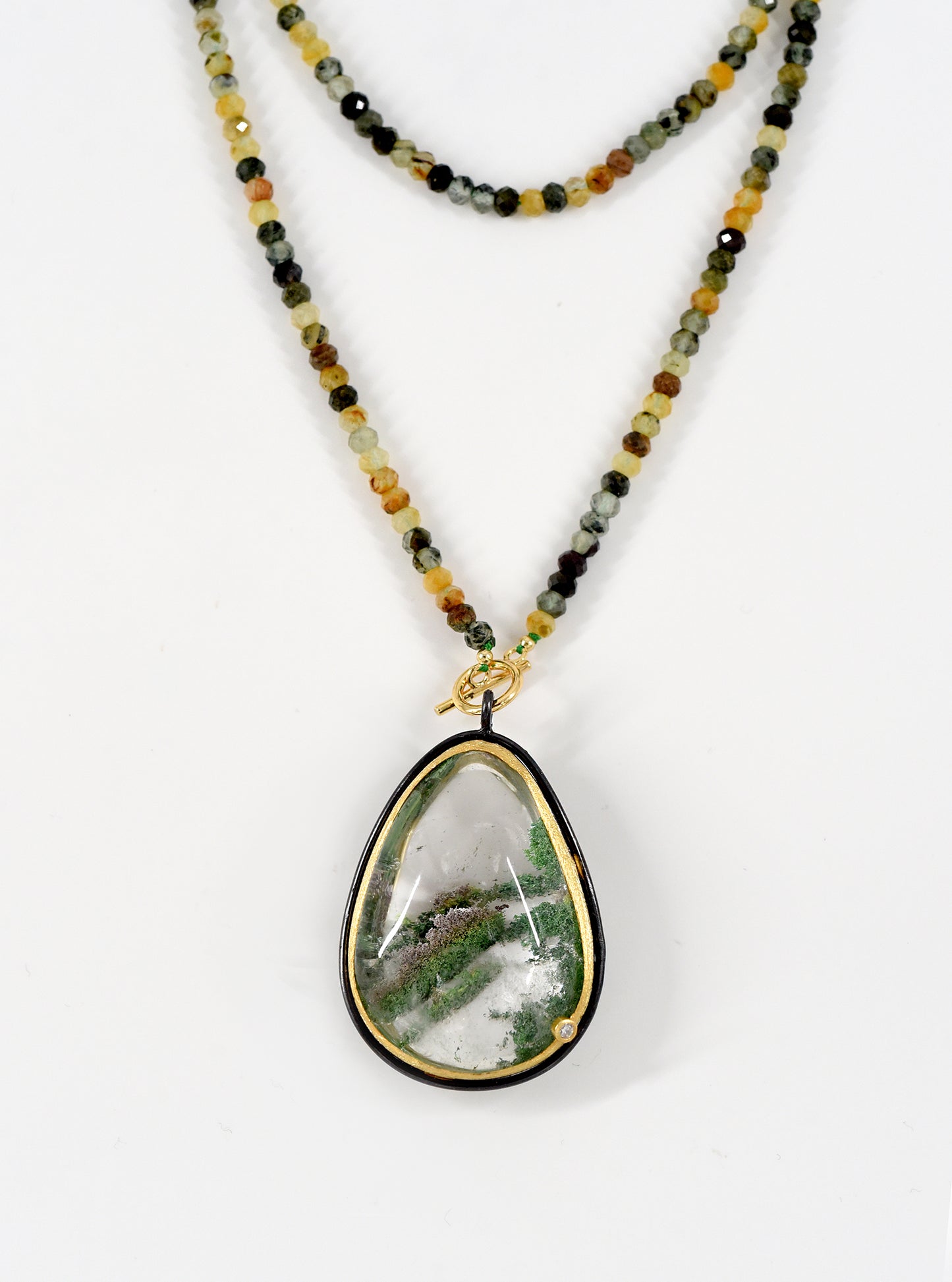 Teardrop Phantom Quartz Statement Beaded Necklace