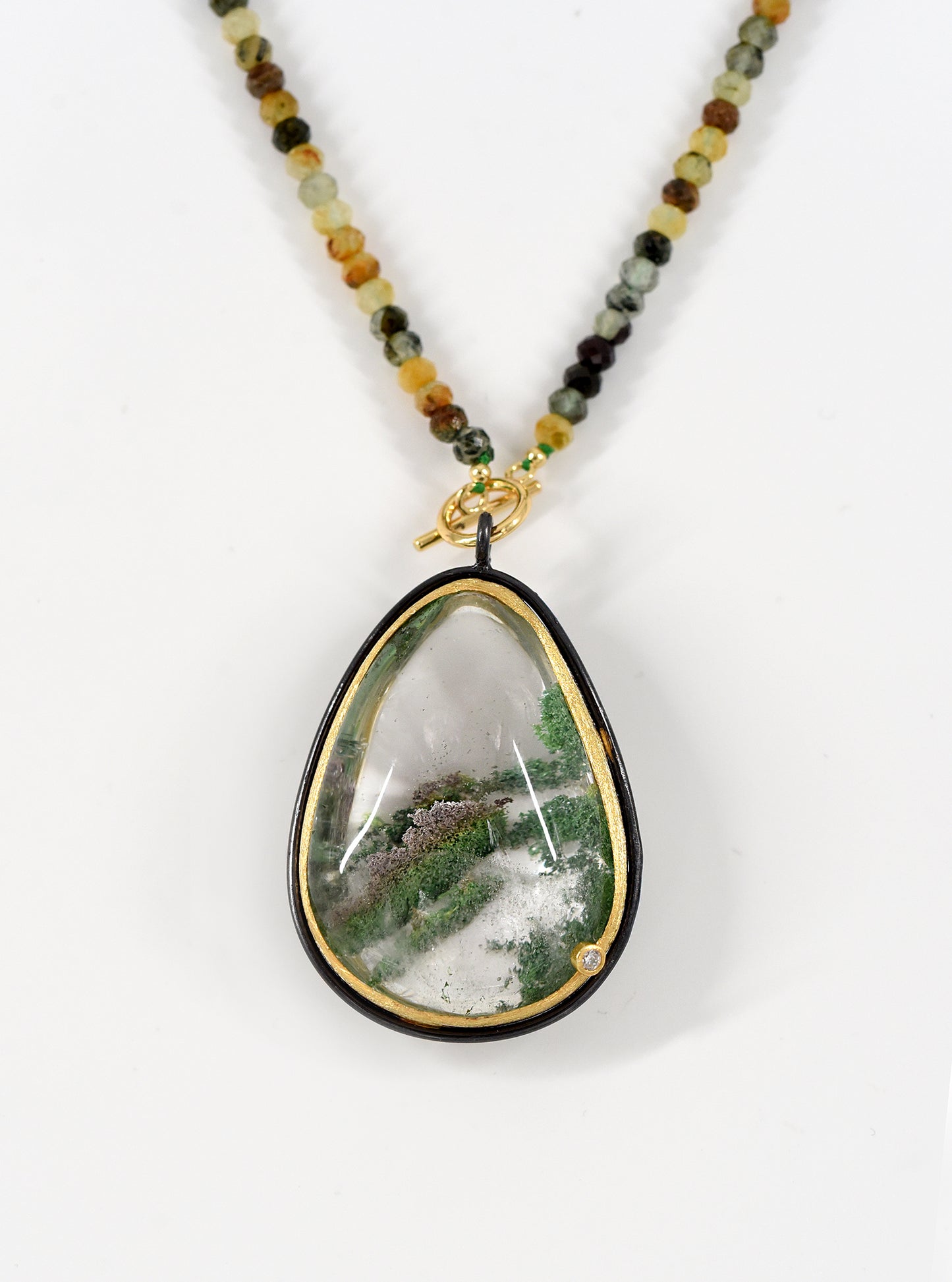 Teardrop Phantom Quartz Statement Beaded Necklace