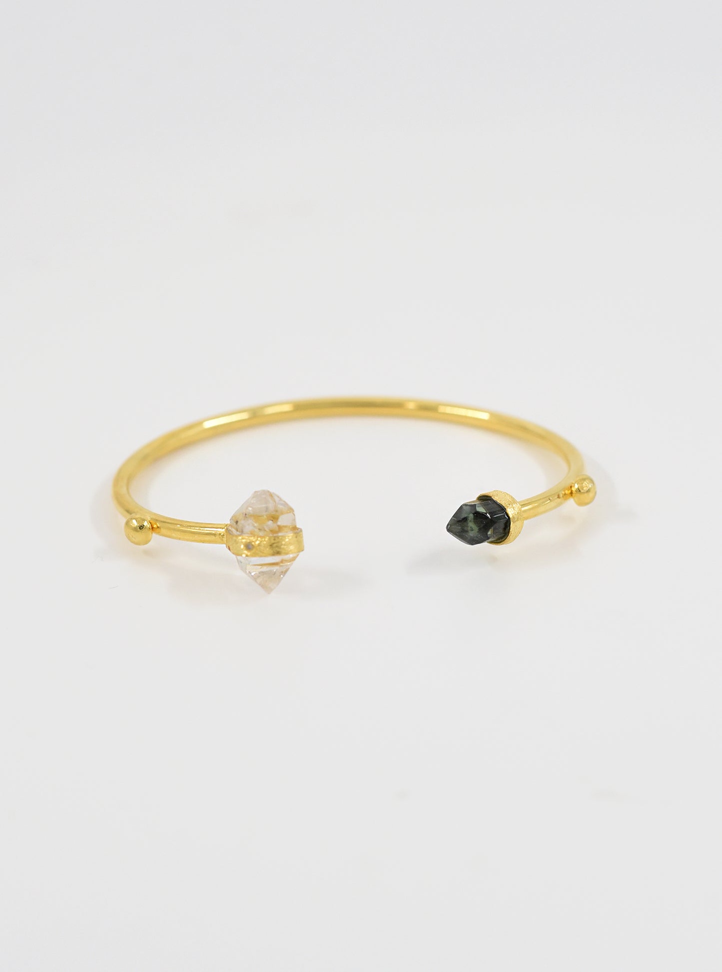 Herkimer Quartz with Tourmaline and Diamond Bangle