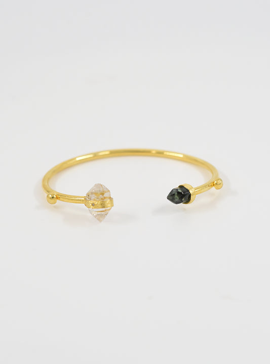 Herkimer Quartz  with Tourmaline and Diamond Bangle