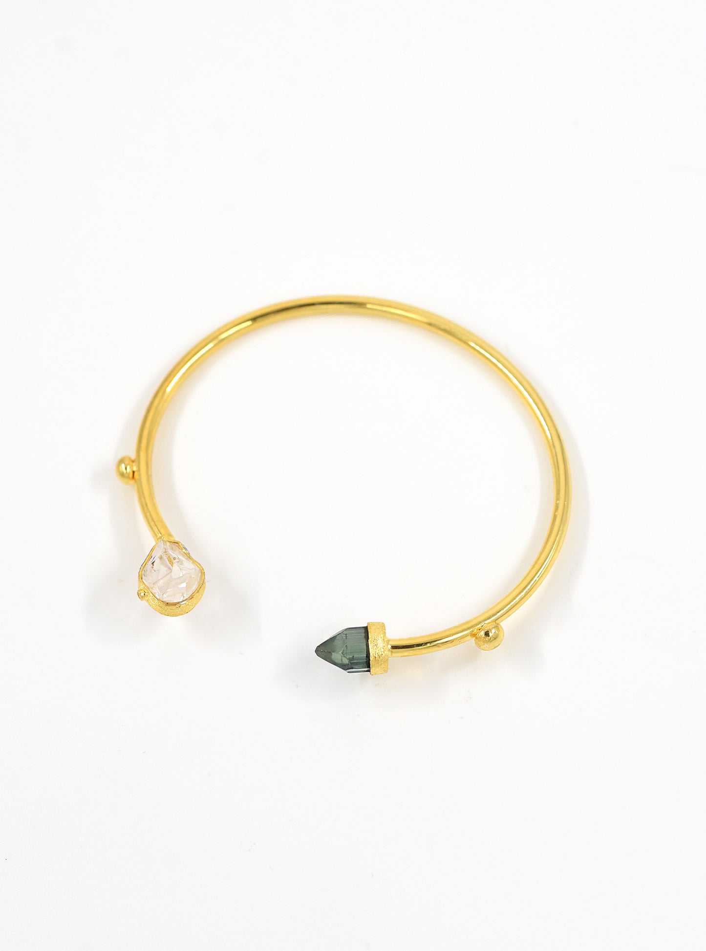 Herkimer Quartz with Tourmaline and Diamond Bangle