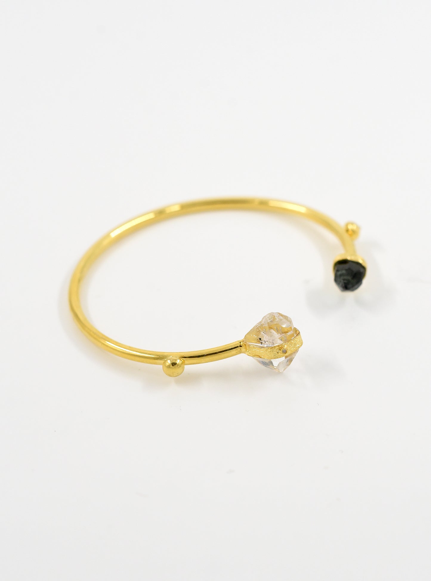 Herkimer Quartz with Tourmaline and Diamond Bangle