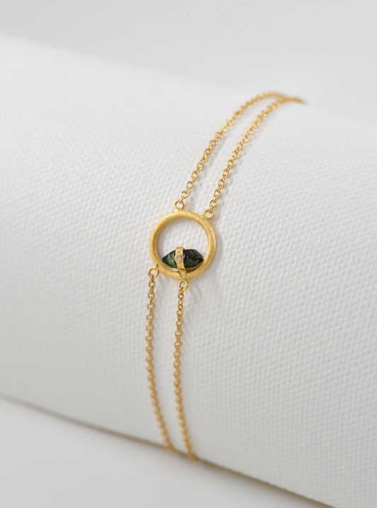 Tourmaline Halo Bracelet with Diamond