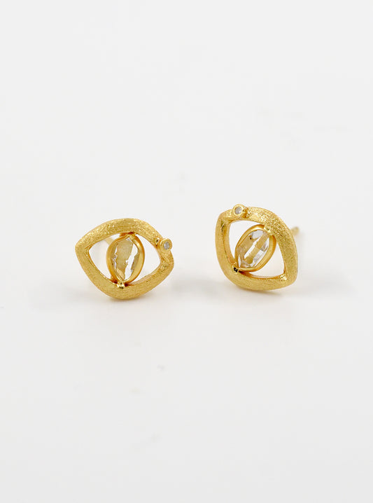 Herkimer Diamond Protective Eye Earring