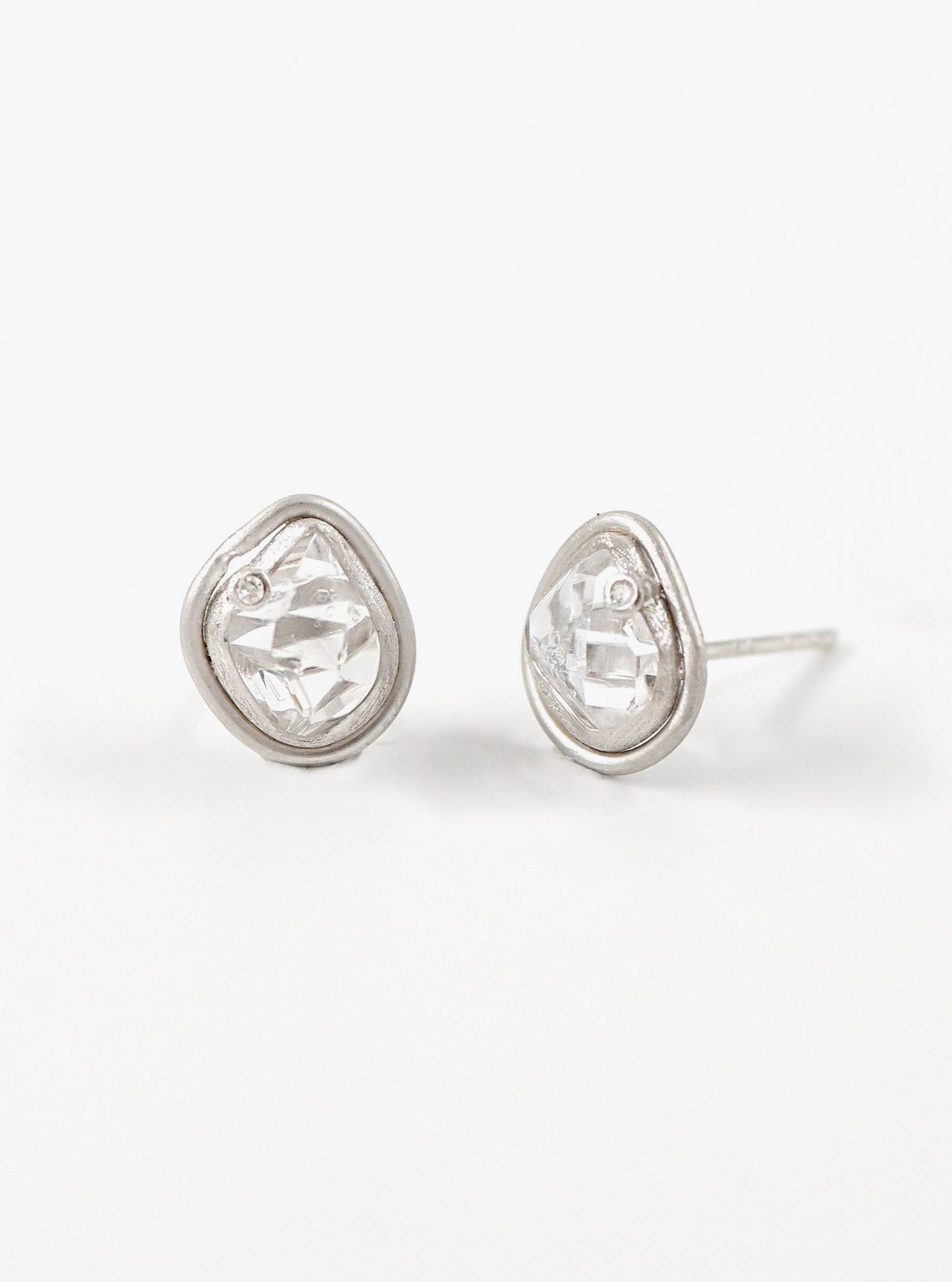 Mini Herkimer Quartz with Diamond Earrings