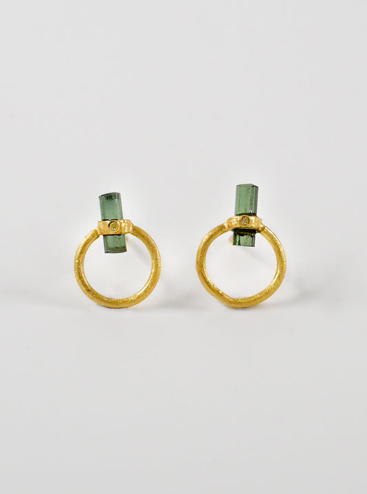 Tourmaline with Diamond Halo Earrings