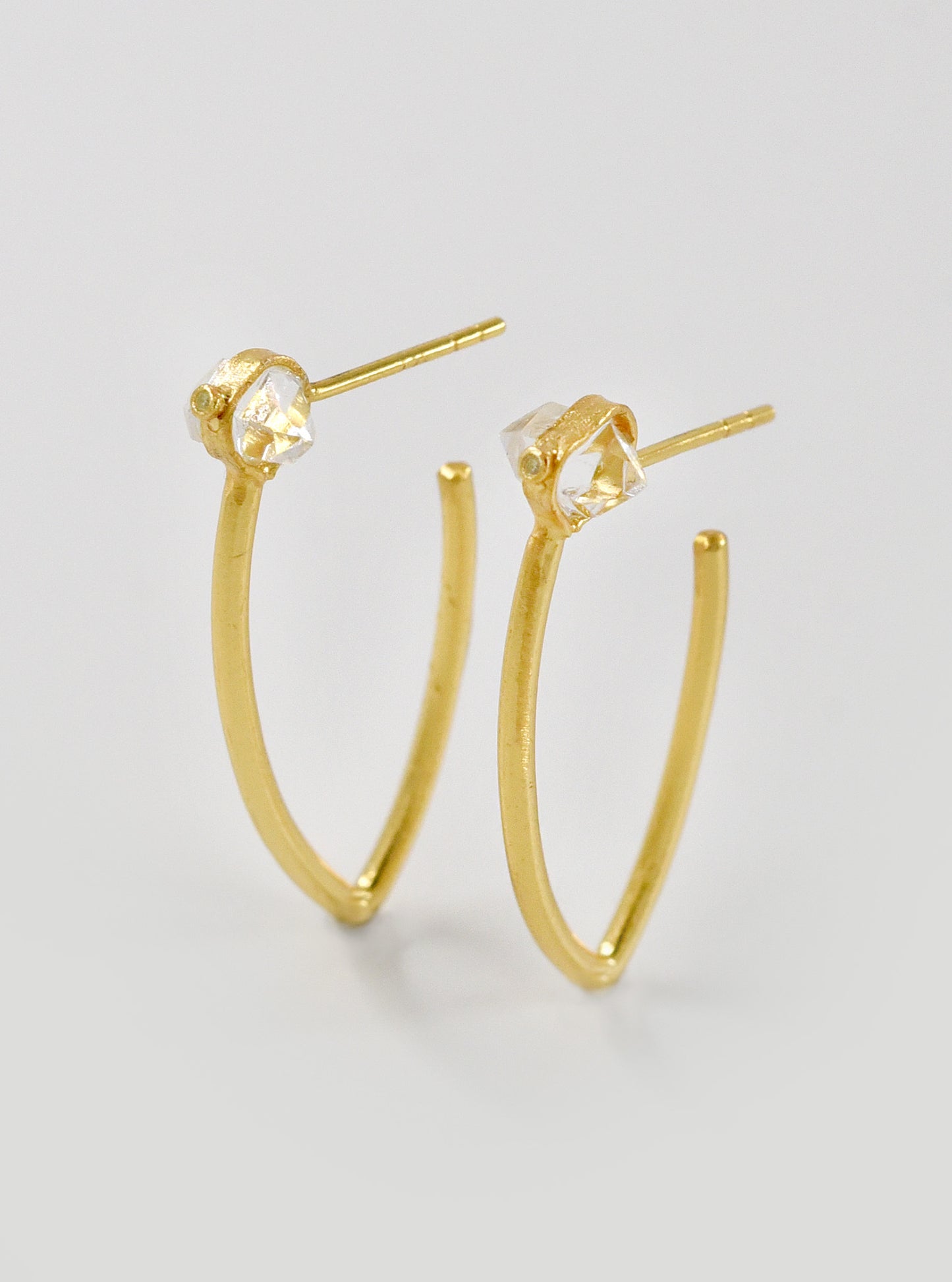 Radiant Aura Herkimer Diamond Long Hoop Earrings