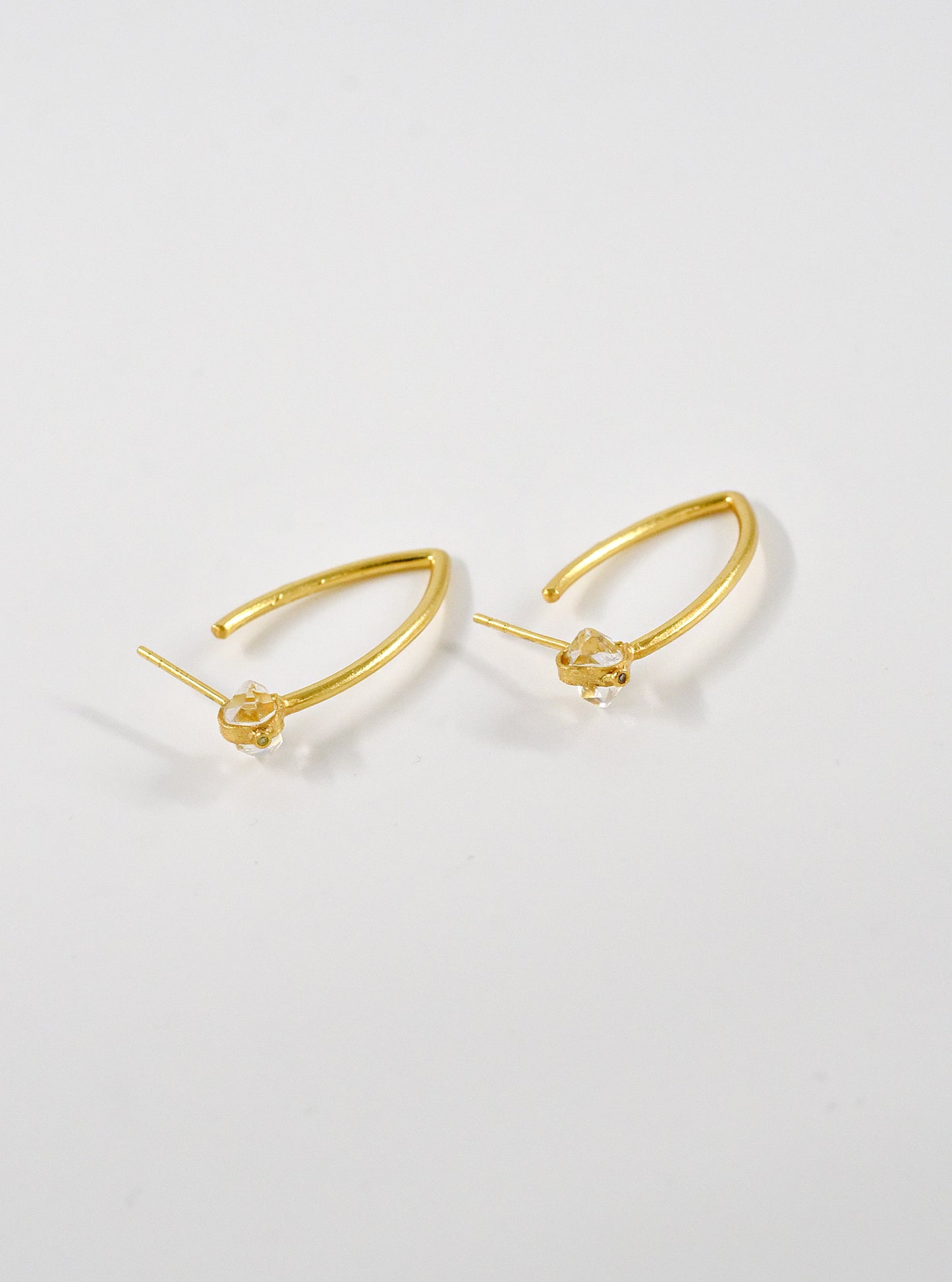 Radiant Aura Herkimer Diamond Long Hoop Earrings