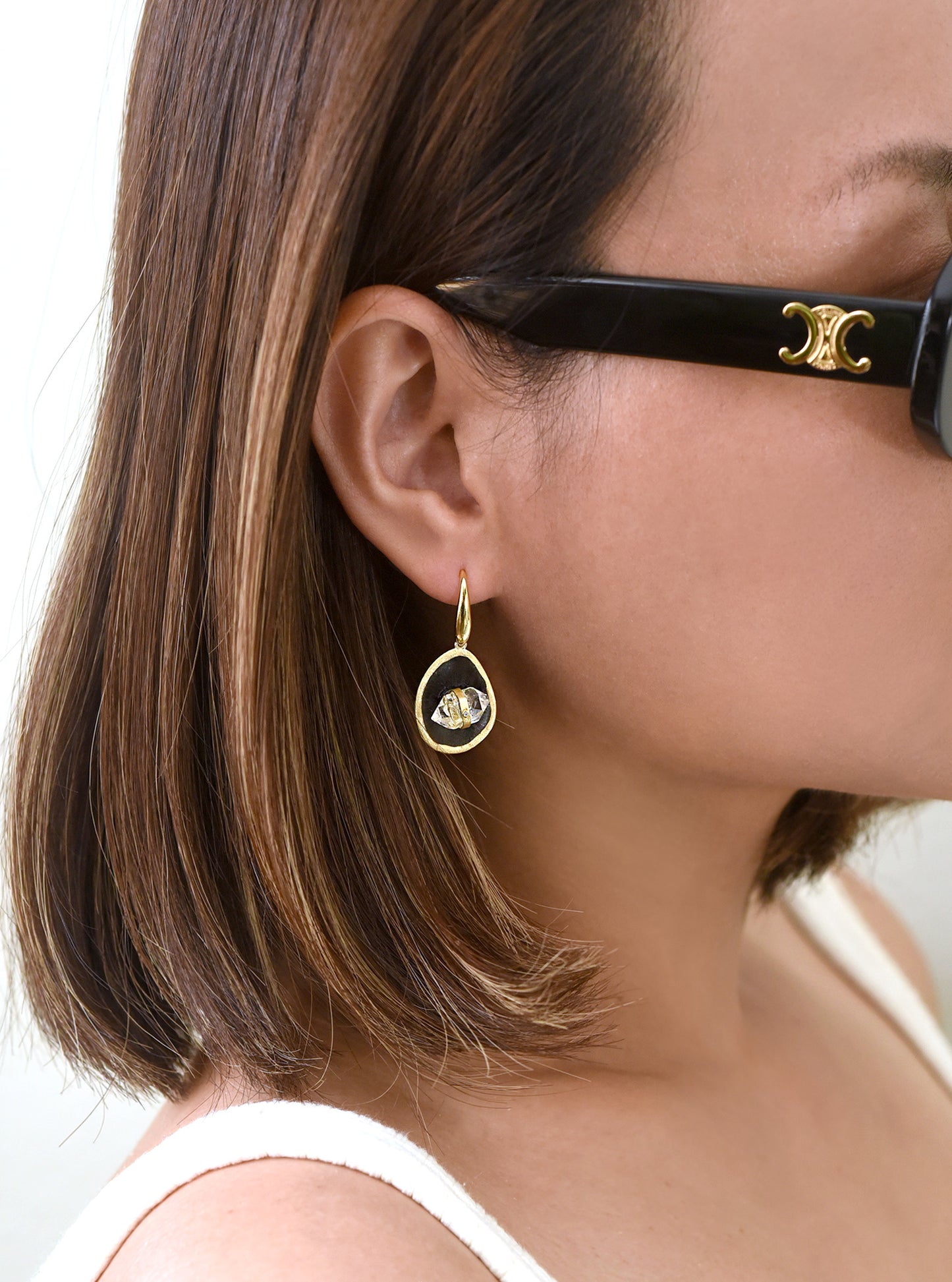 Aurora Spin Herkimer Diamond Earrings