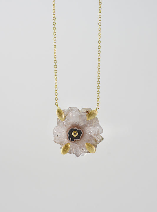 Amethyst Stalactite Flower with Diamond Necklace