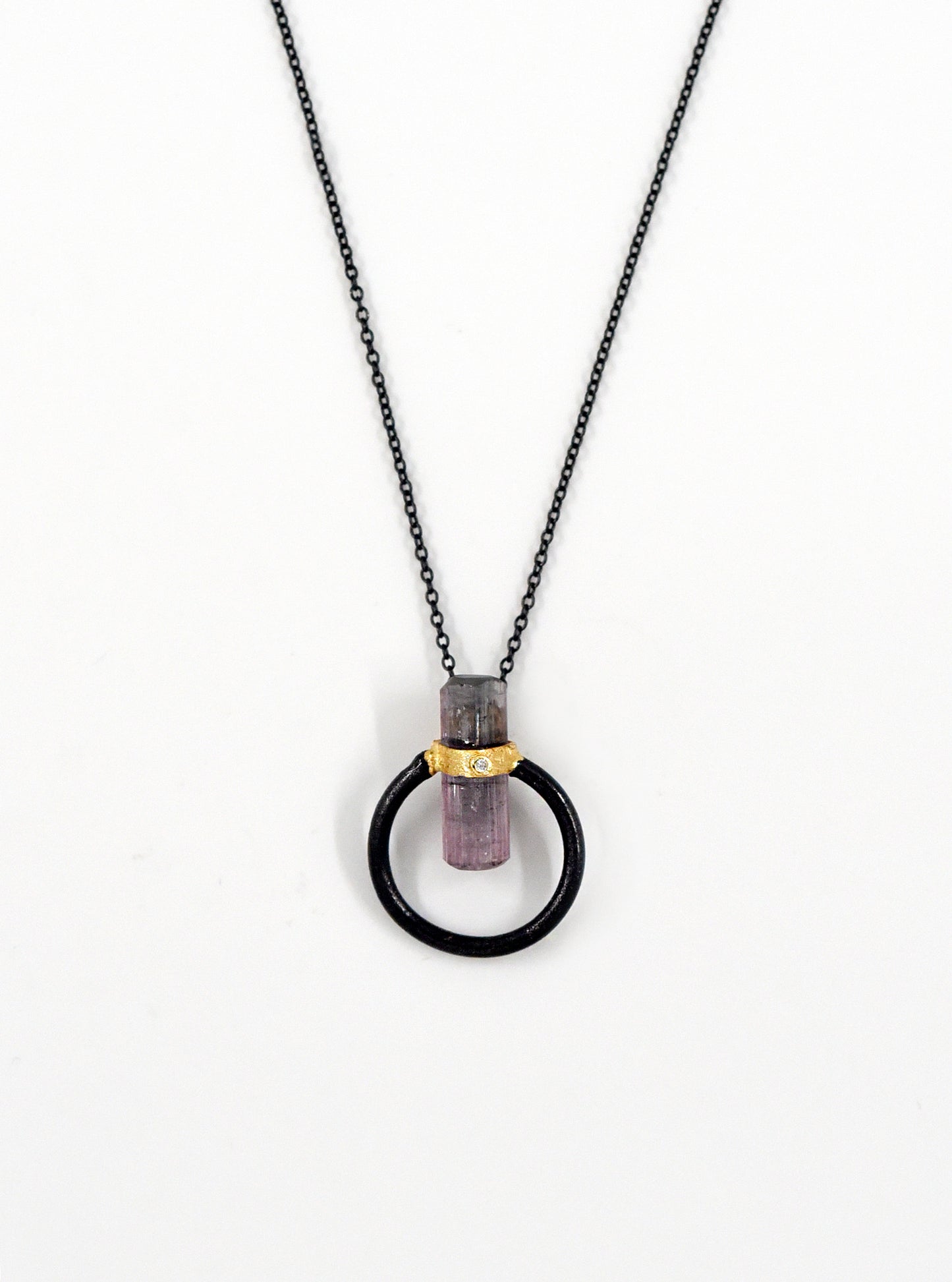 Tourmaline with Diamond Halo Necklace
