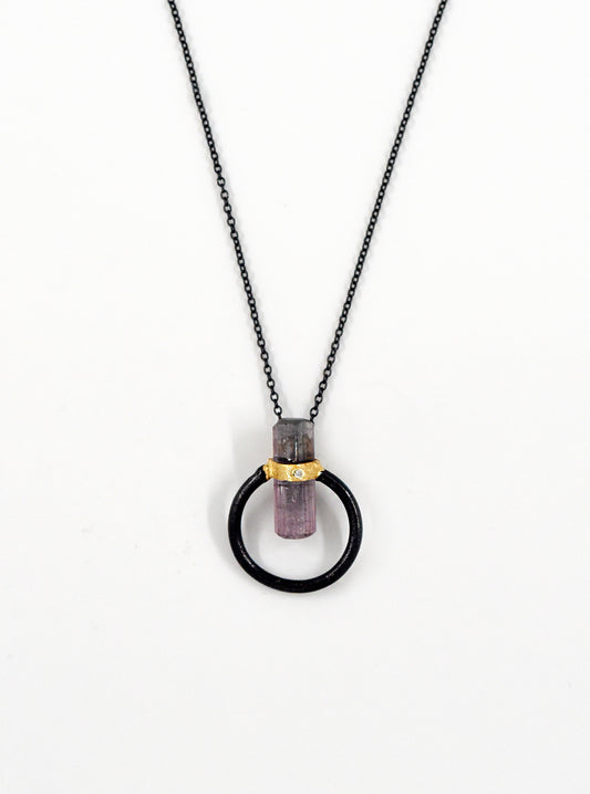 Tourmaline with Diamond Halo Necklace
