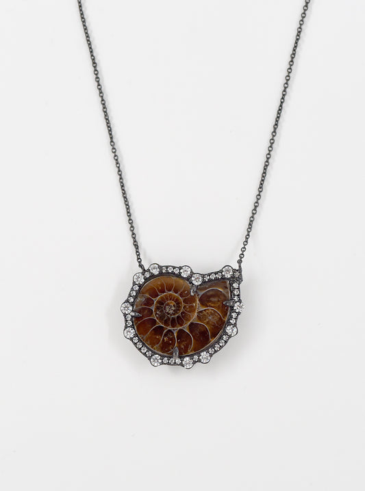 Freeform CZ Rim Ammonite Necklace