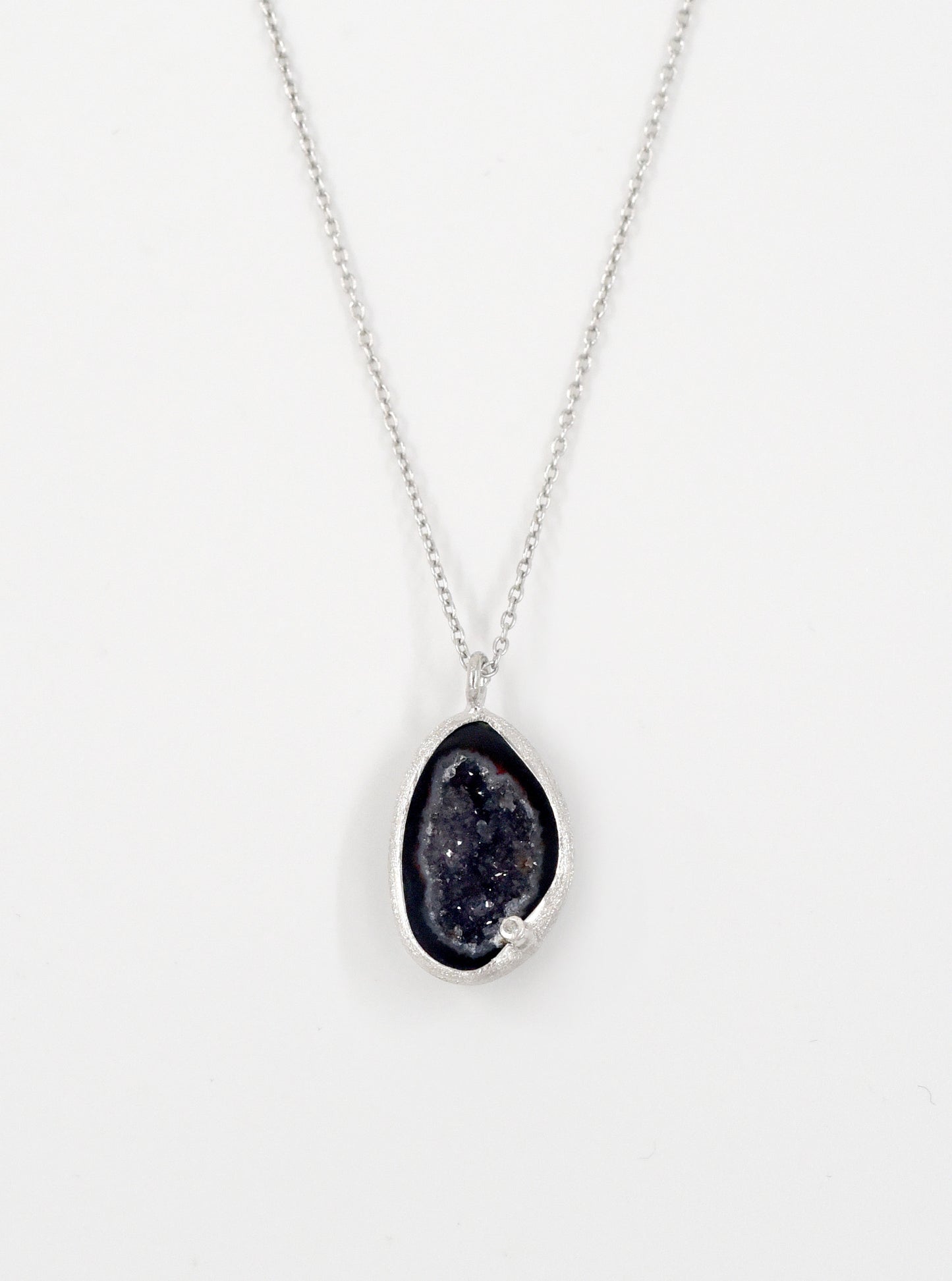 Geode with Genuine Diamond Necklace