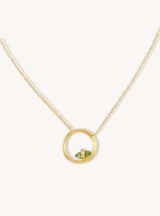 Eclipse Tourmaline Halo Necklace with Diamond