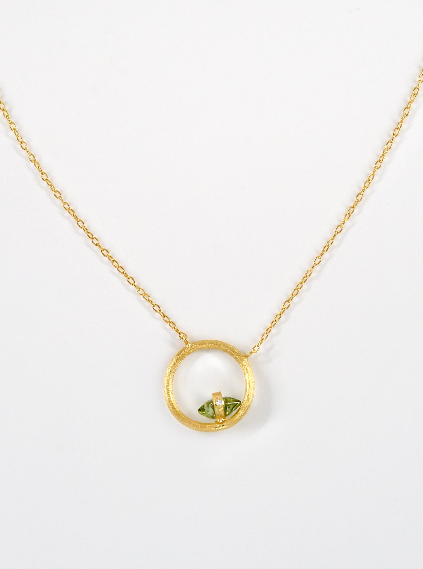 Eclipse Tourmaline Halo Necklace with Diamond