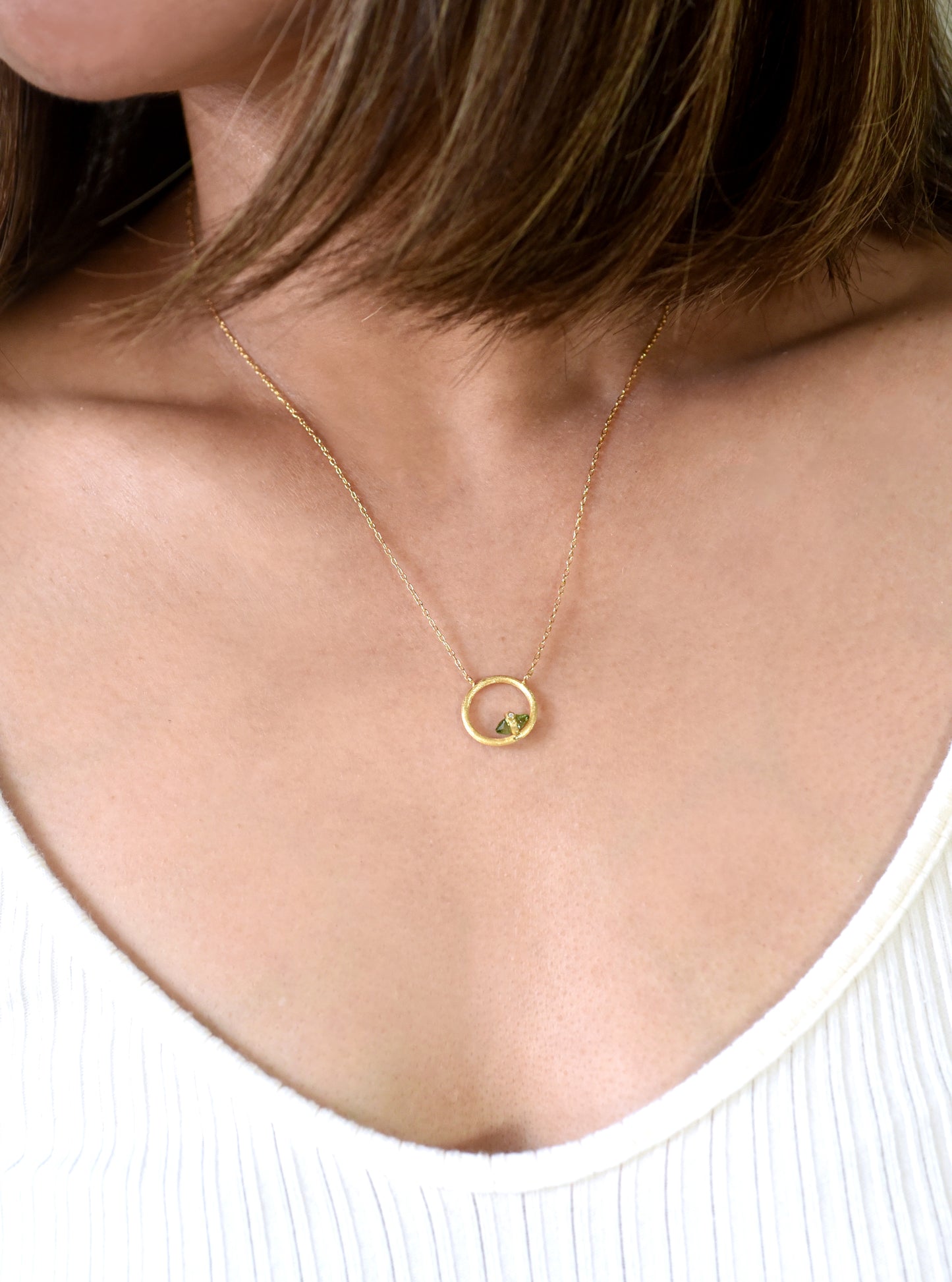 Eclipse Tourmaline Halo Necklace with Diamond