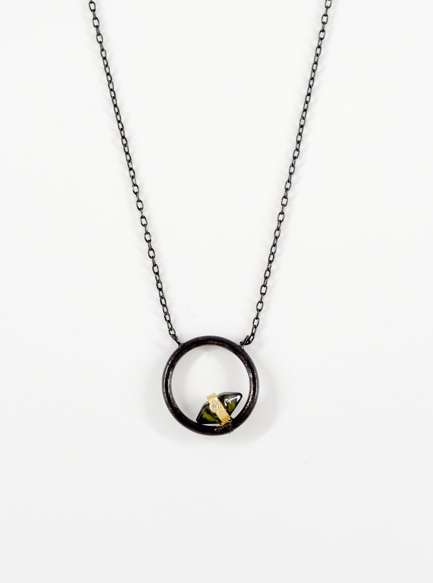 Eclipse Tourmaline Halo Necklace with Diamond