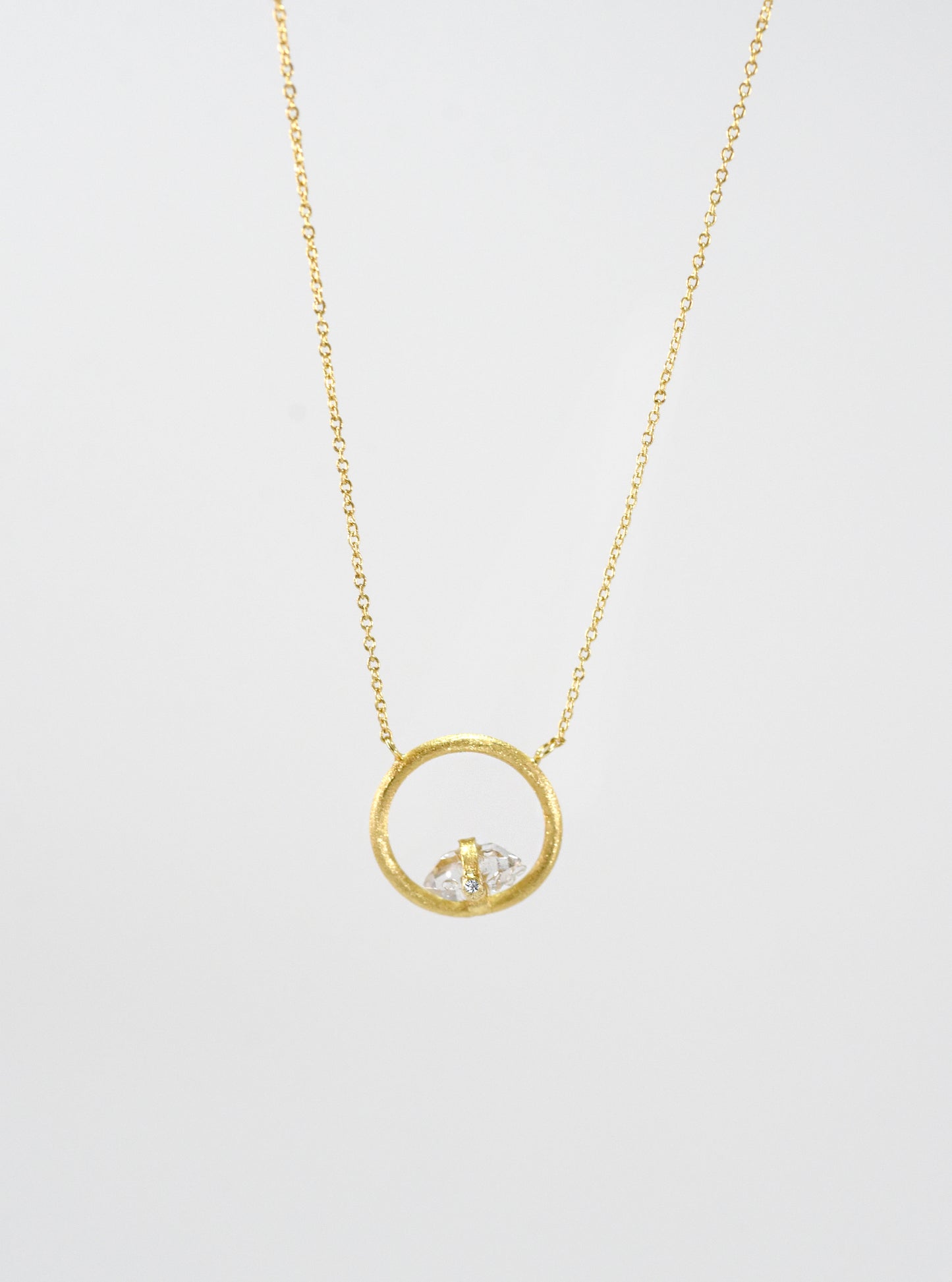 Herkimer Diamond Twiling Halo Necklace with diamond