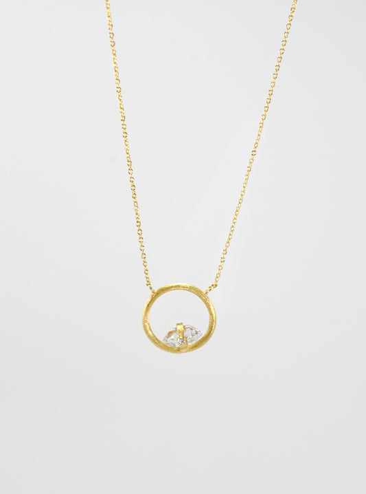 Herkimer Diamond Twiling Halo Necklace with diamond