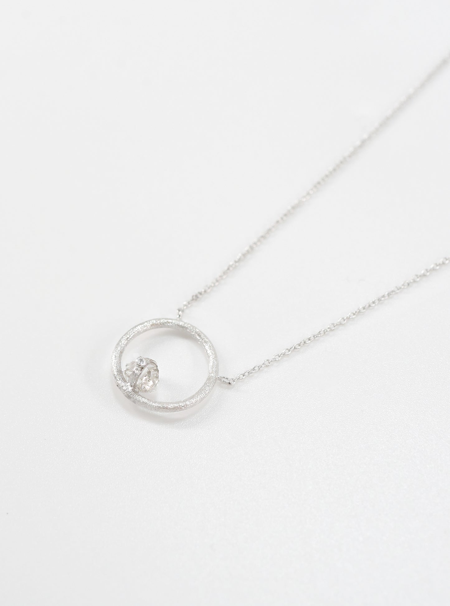 Herkimer Diamond Twiling Halo Necklace with diamond