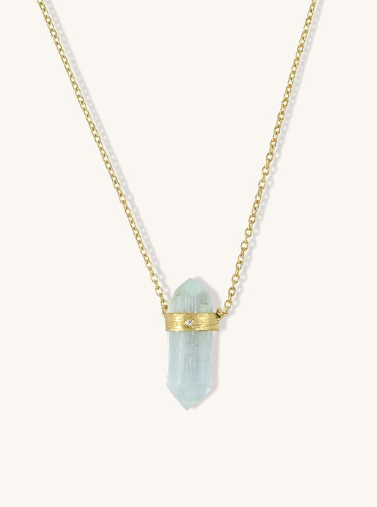 Pure Aquamarine With Diamond Necklace