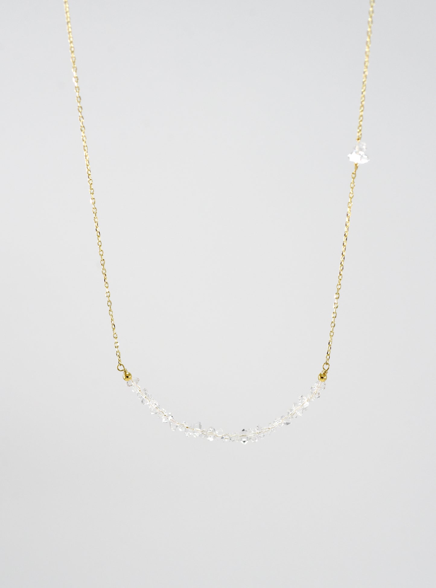 Herkimer Diamond Beaded Bar Necklace