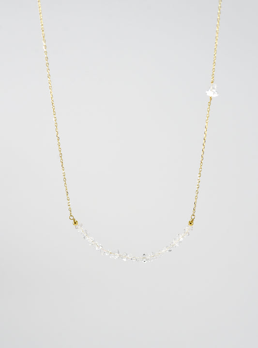 Herkimer Diamond Beaded Bar Necklace
