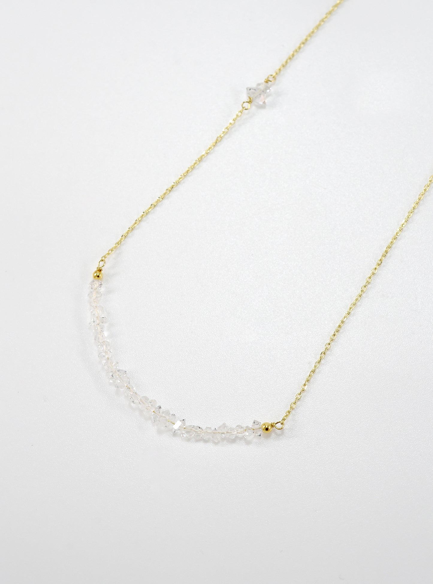 Herkimer Diamond Beaded Bar Necklace