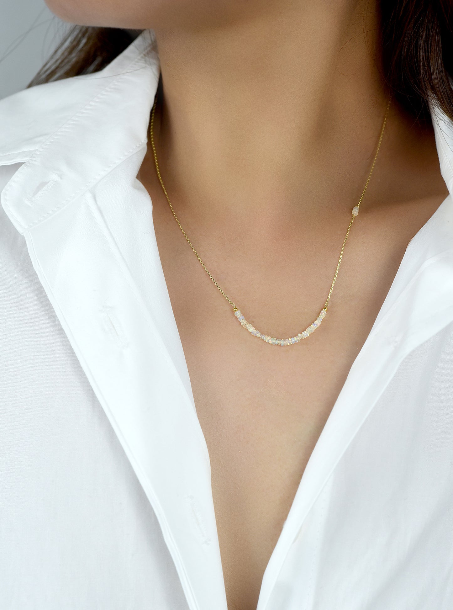 Opal Beaded Bar Necklace
