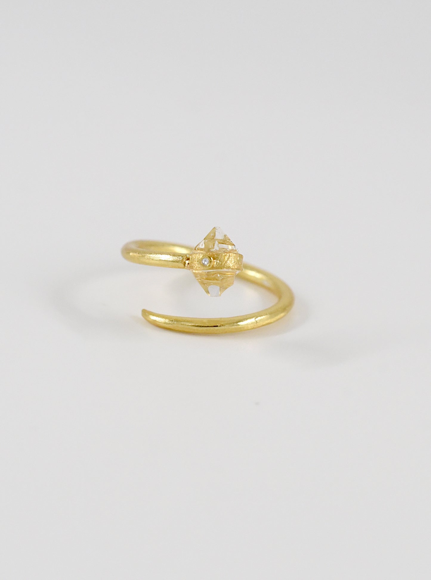 Herkimer Diamond Open Minimalist Nail Ring
