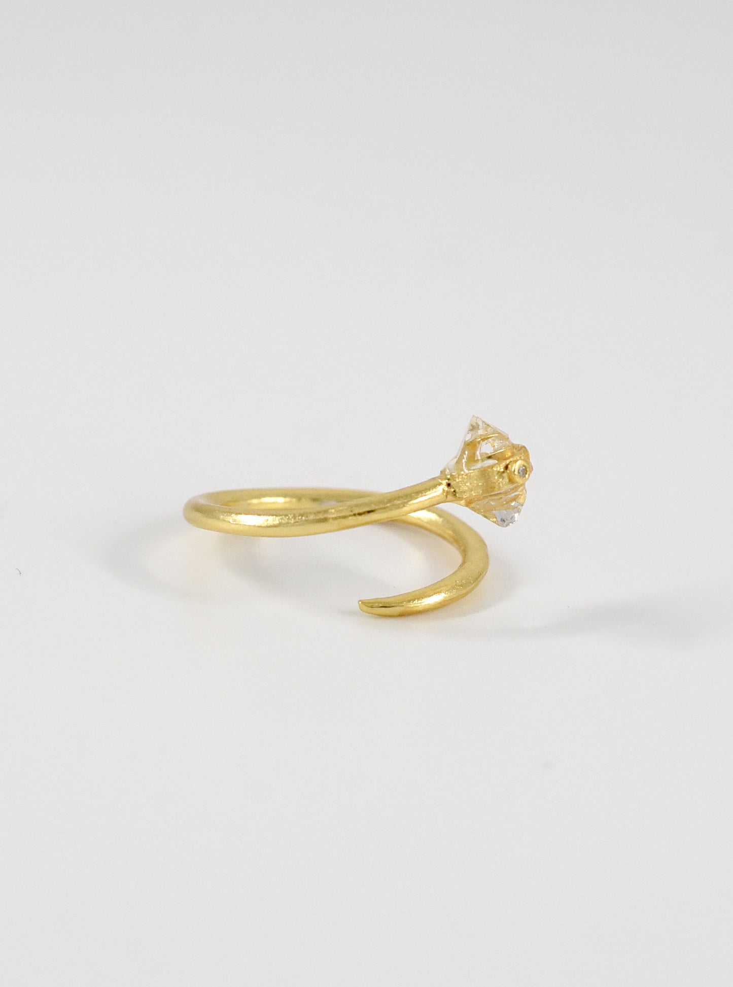 Herkimer Diamond Open Minimalist Nail Ring