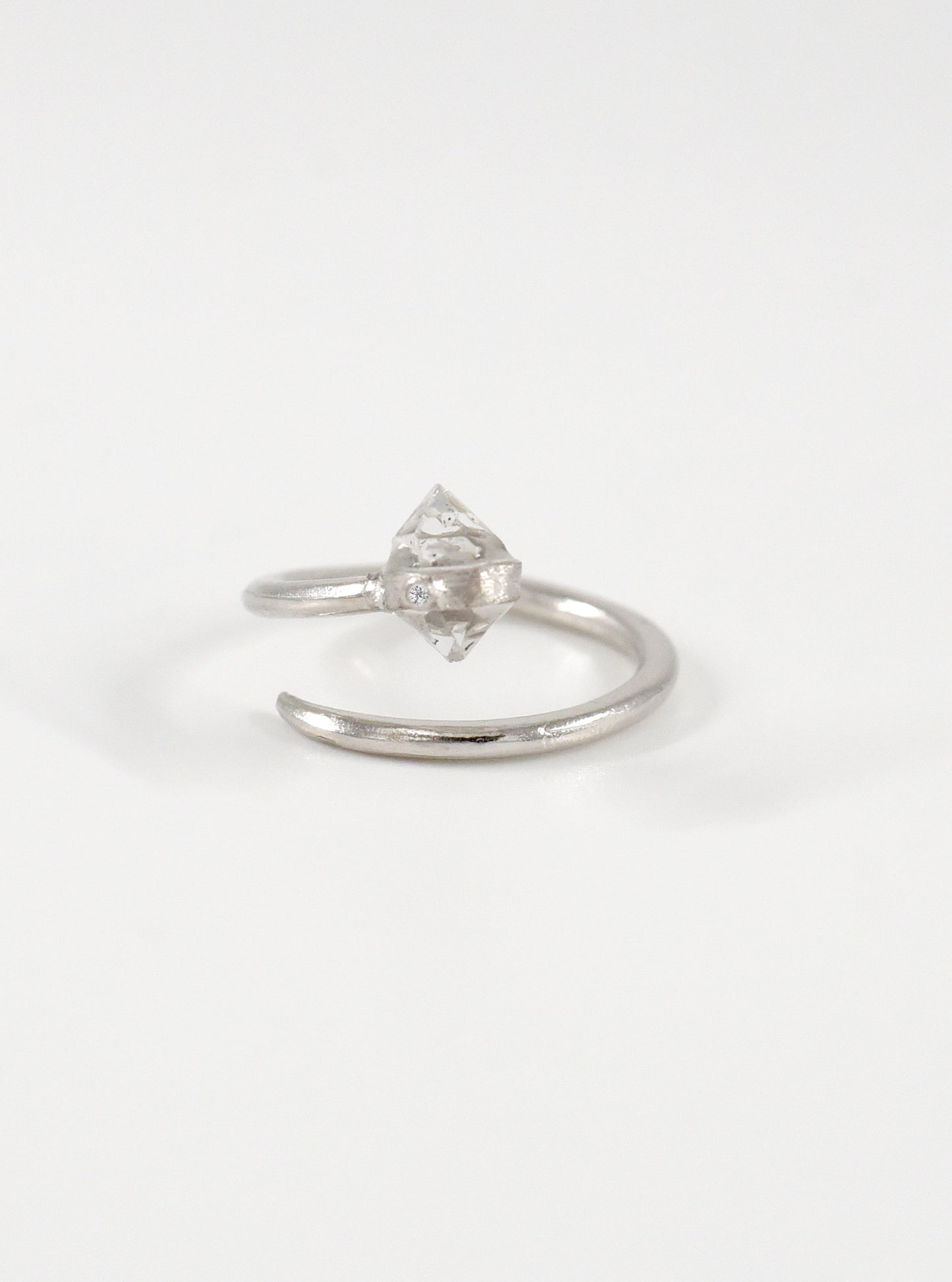Herkimer Diamond Open Minimalist Nail Ring