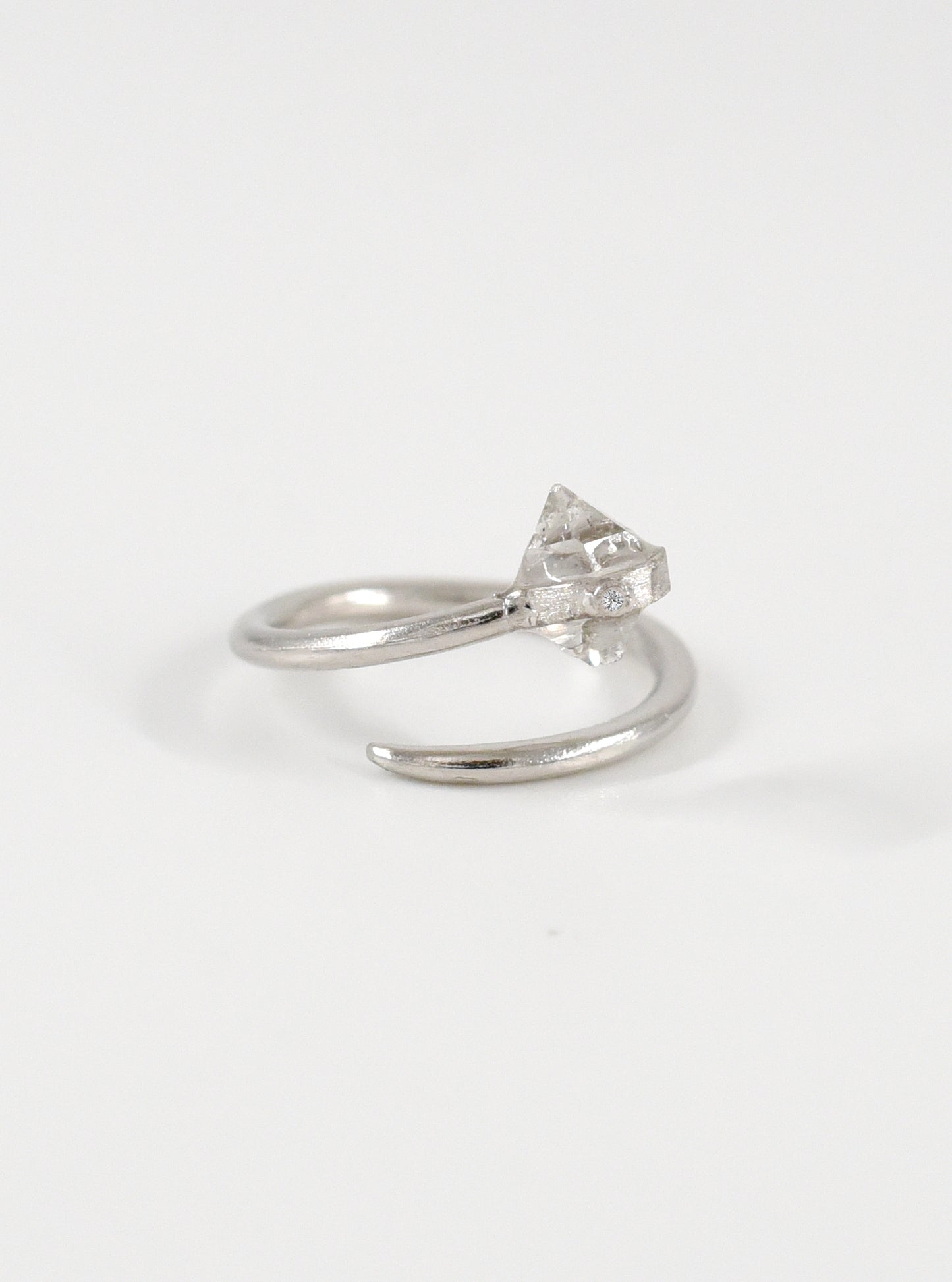 Herkimer Diamond Open Minimalist Nail Ring
